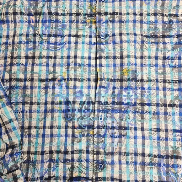 Lansky Bros Paisley Floral Leaves Shirt Long Sleeve Button Up Men's Size XXL - Picture 7 of 11